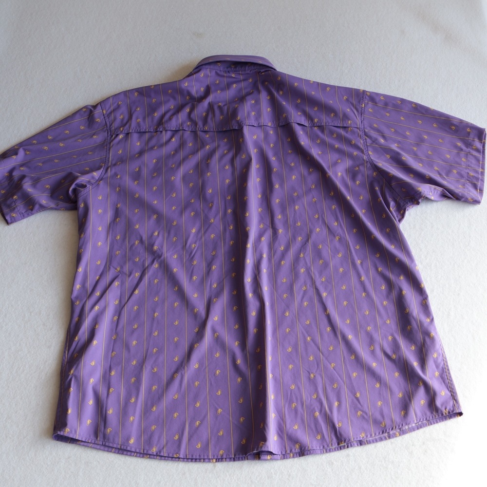 Poncho Mens XL Regular Fit Purple Short Sleeve Snap The Hoodoo Crawfish Shirt - Picture 11 of 11